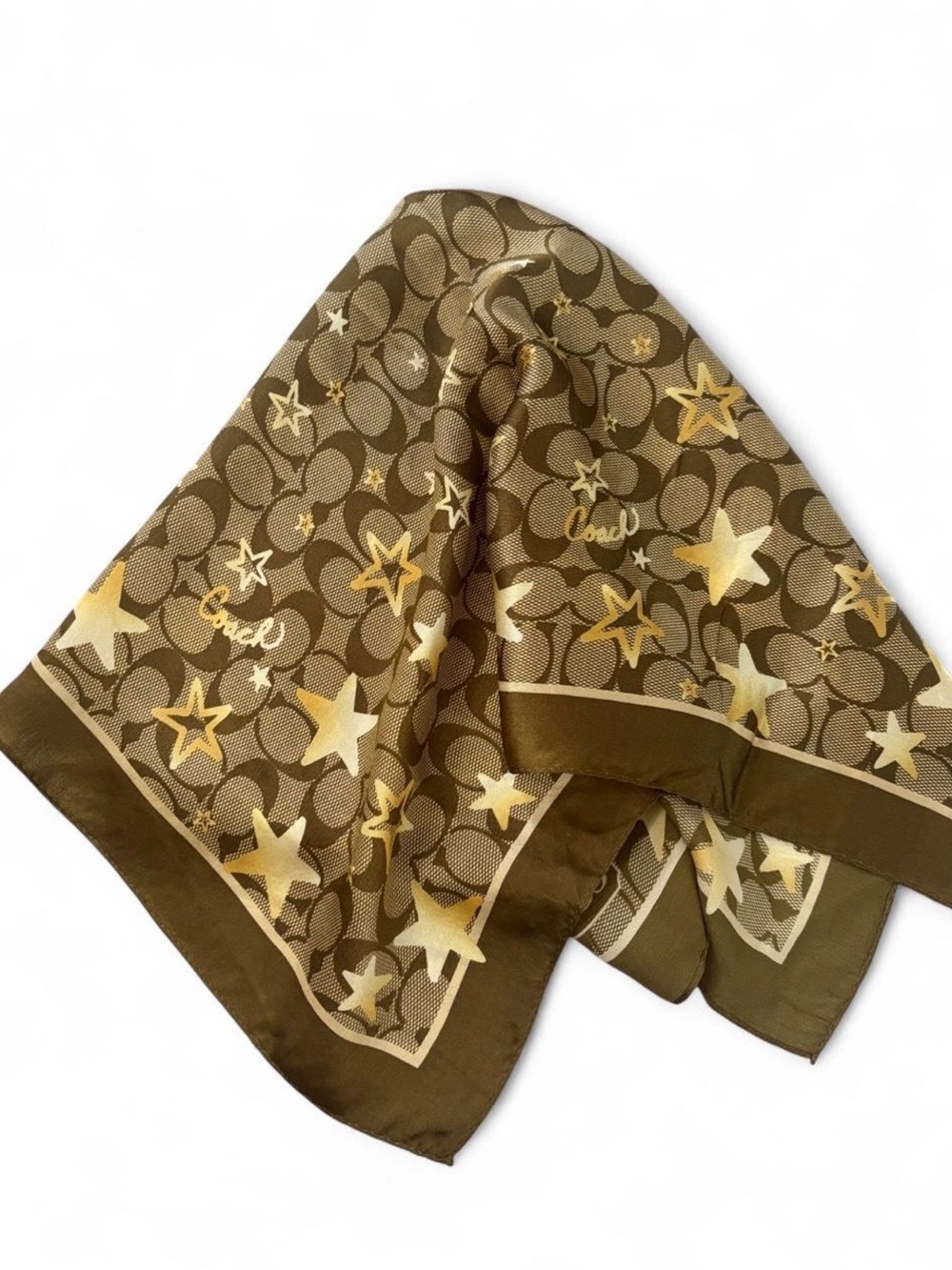 Coach Signature Star Print 100% Silk Square Scarf Y2K
